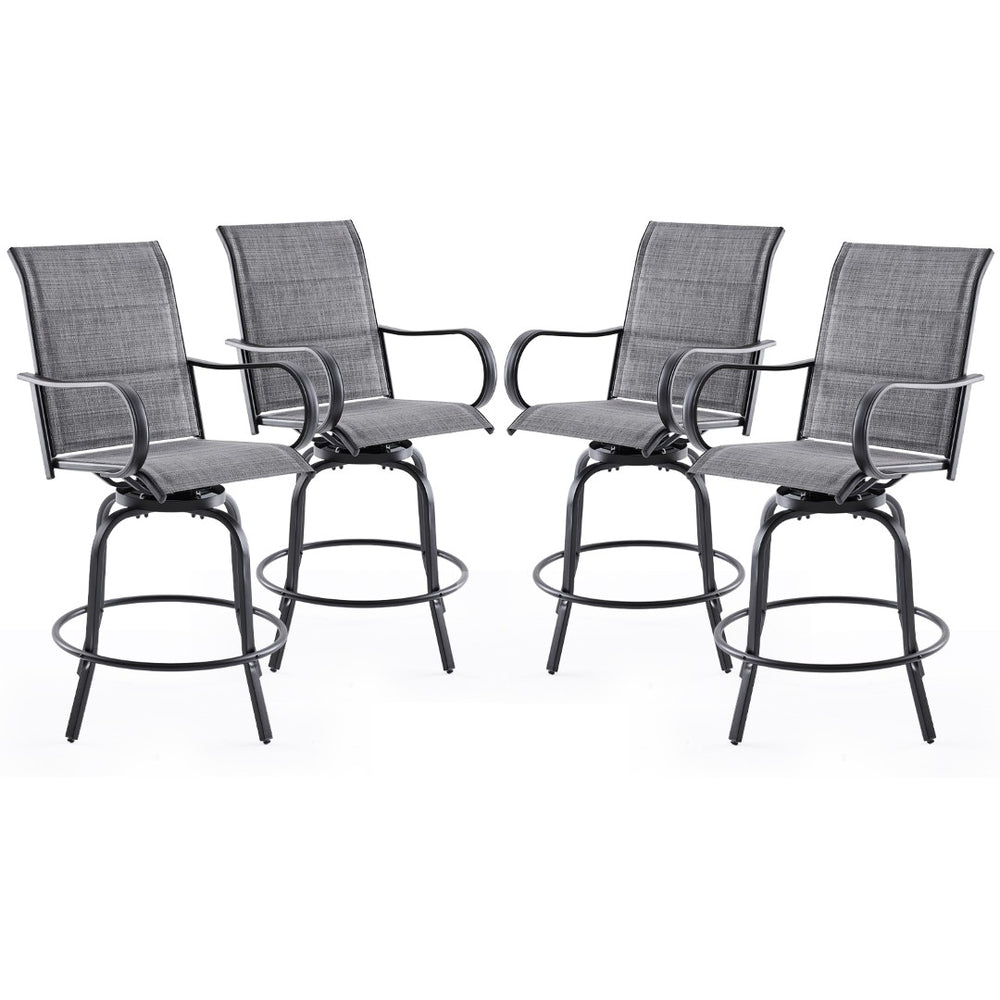English Elm Swivel Outdoor Bar Stools Set of 2 Textilene Fabric Poolside Patio Height Seating T3623P505206