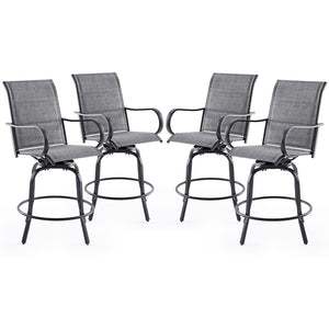 English Elm Swivel Outdoor Bar Stools Set of 2 Textilene Fabric Poolside Patio Height Seating T3623P505206