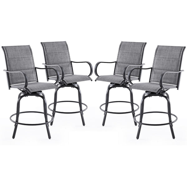 English Elm Swivel Outdoor Bar Stools Set of 2 Textilene Fabric Poolside Patio Height Seating T3623P505206