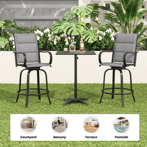English Elm Swivel Outdoor Bar Stools Set of 2 Textilene Fabric Poolside Patio Height Seating T3623P505206
