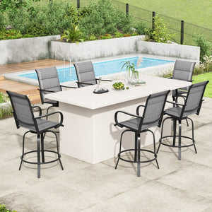 English Elm Swivel Outdoor Bar Stools Set of 2 Textilene Fabric Poolside Patio Height Seating T3623P505206