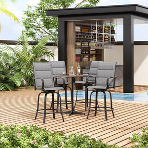 English Elm Swivel Outdoor Bar Stools Set of 2 Textilene Fabric Poolside Patio Height Seating T3623P505206