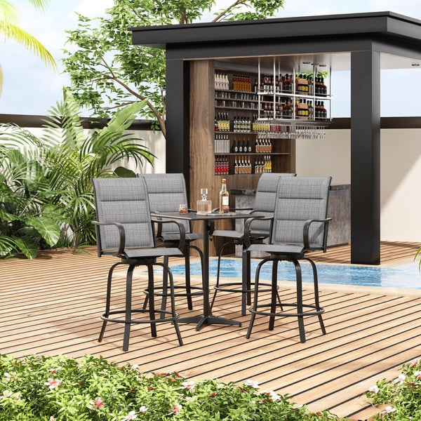 English Elm Swivel Outdoor Bar Stools Set of 2 Textilene Fabric Poolside Patio Height Seating T3623P505206