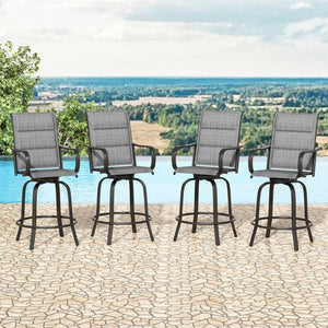 English Elm Swivel Outdoor Bar Stools Set of 2 Textilene Fabric Poolside Patio Height Seating T3623P505206