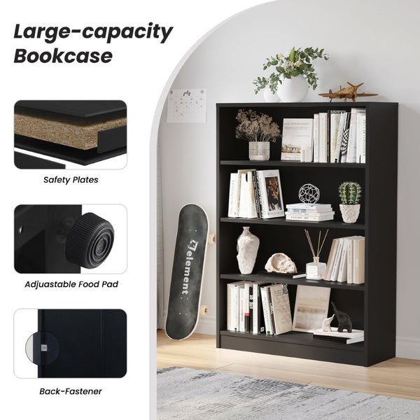 English Elm Bookshelf Four Open Shelves 48 Inch Melamine Wood Bookcase for Office or Living Room T3623P528202