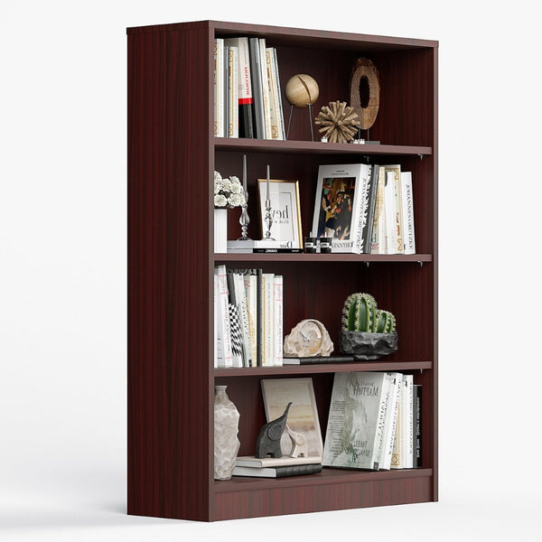 English Elm Bookshelf with Four Adjustable Shelves 48 Inch Tall Modern Wood Storage for Any Room T3623P528220
