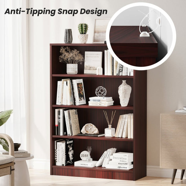 English Elm Bookshelf with Four Adjustable Shelves 48 Inch Tall Modern Wood Storage for Any Room T3623P528220