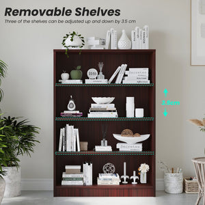 English Elm Bookshelf with Four Adjustable Shelves 48 Inch Tall Modern Wood Storage for Any Room T3623P528220