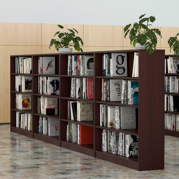 English Elm Bookshelf with Four Adjustable Shelves 48 Inch Tall Modern Wood Storage for Any Room T3623P528220