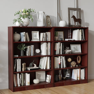 English Elm Bookshelf with Four Adjustable Shelves 48 Inch Tall Modern Wood Storage for Any Room T3623P528220