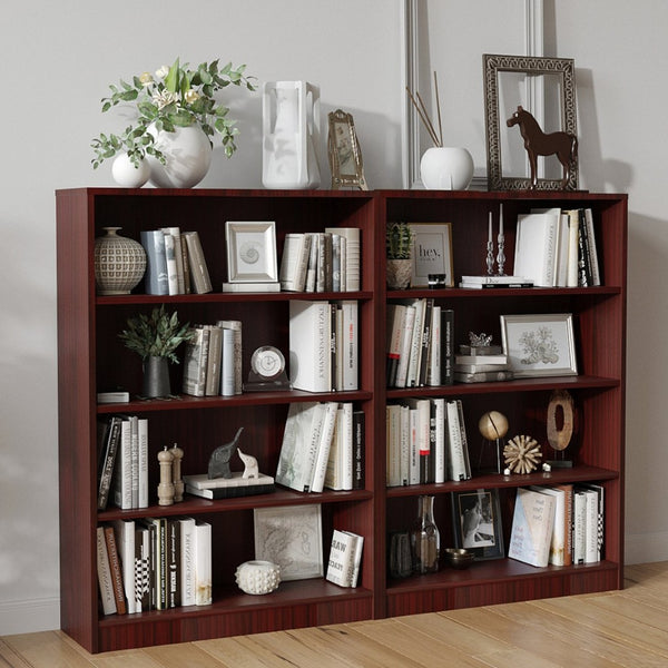 English Elm Bookshelf with Four Adjustable Shelves 48 Inch Tall Modern Wood Storage for Any Room T3623P528220