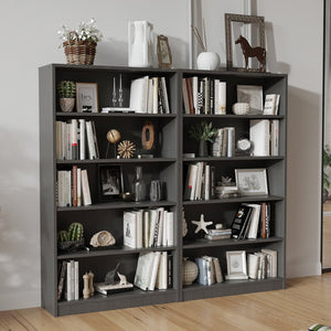 English Elm 5 Tier Tall Wood Bookshelf with Adjustable Shelves for Bedroom or Home Office T3623P528242
