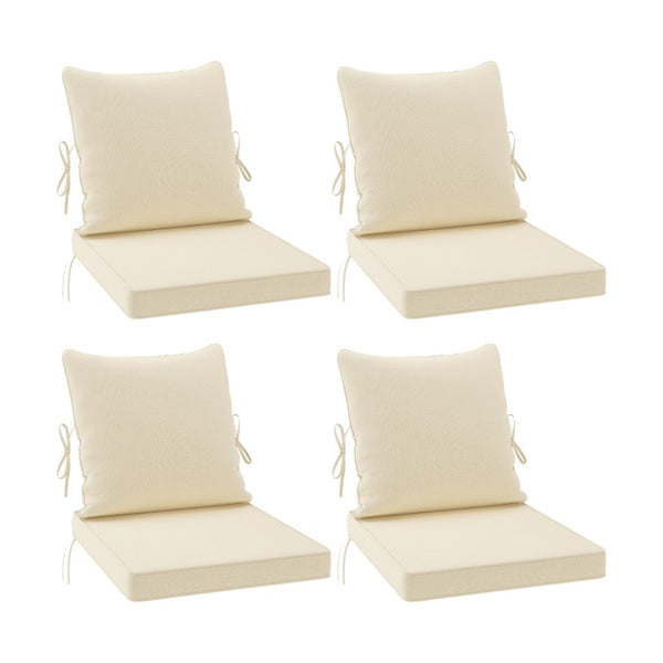 English Elm Outdoor Patio Sofa Cushions with Removable Washable Covers and Adjustable Straps Beige Set of 4 T3623P586238