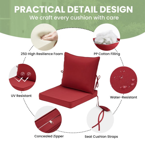 English Elm Outdoor Patio Sofa Cushions with Removable Washable Covers and Adjustable Straps Red Set of 4 T3623P586239