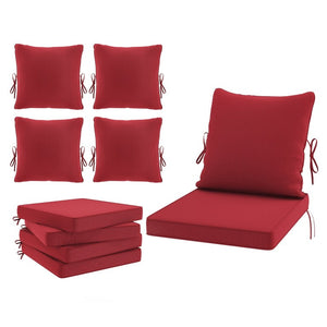 English Elm Outdoor Patio Sofa Cushions with Removable Washable Covers and Adjustable Straps Red Set of 4 T3623P586239