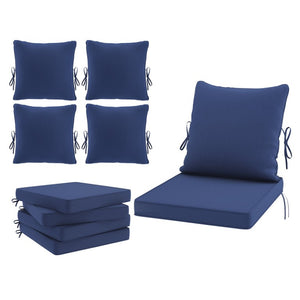 English Elm Outdoor Patio Sofa Cushions with Removable Washable Covers and Adjustable Straps Navy Blue Set of 2 T3623P586241