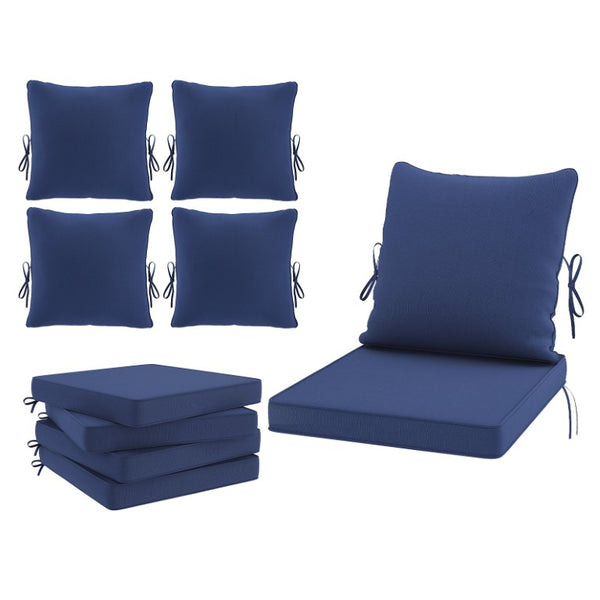 English Elm Outdoor Patio Sofa Cushions with Removable Washable Covers and Adjustable Straps Navy Blue Set of 2 T3623P586241