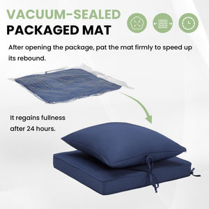 English Elm Outdoor Patio Sofa Cushions with Removable Washable Covers and Adjustable Straps Navy Blue Set of 2 T3623P586241