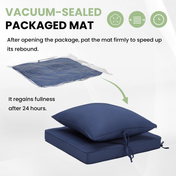 English Elm Outdoor Patio Sofa Cushions with Removable Washable Covers and Adjustable Straps Navy Blue Set of 2 T3623P586241