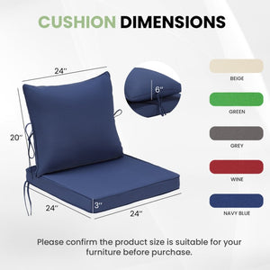 English Elm Outdoor Patio Sofa Cushions with Removable Washable Covers and Adjustable Straps Navy Blue Set of 2 T3623P586241