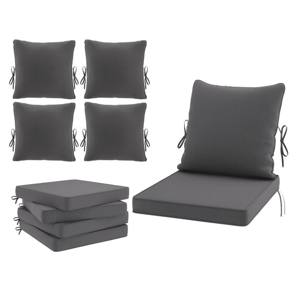 English Elm Outdoor Patio Sofa Cushions with Removable Washable Covers and Adjustable Straps Grey Set of 2 T3623P586242