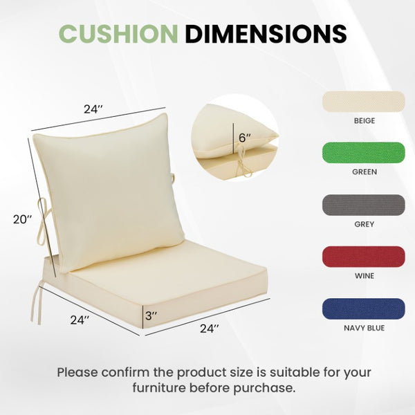 English Elm Outdoor Patio Sofa Cushions with Removable Washable Covers and Adjustable Straps Beige Set of 2 T3623P586243