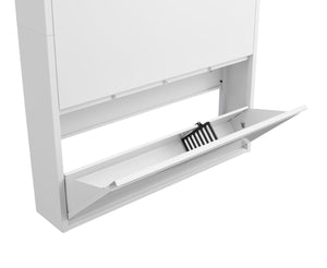 English Elm Metal Wall Mounted Shoe Cabinet Four Flip Compartments Slim Steel Entryway Organizer White T3625P538038