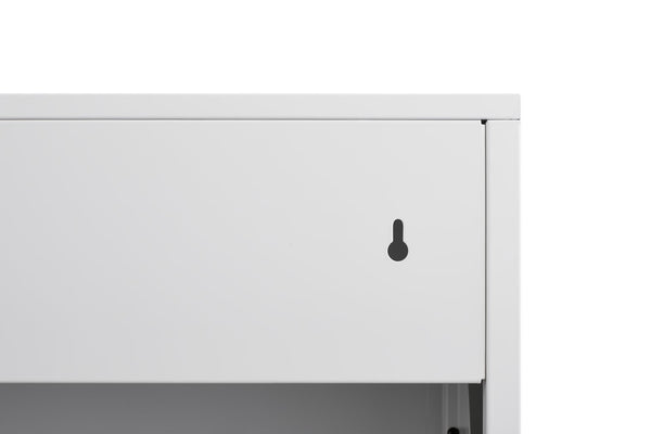 English Elm Metal Wall Mounted Shoe Cabinet Four Flip Compartments Slim Steel Entryway Organizer White T3625P538038