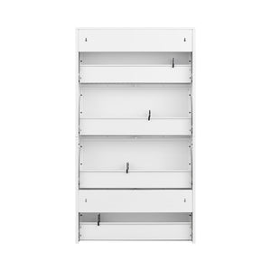 English Elm Metal Wall Mounted Shoe Cabinet Four Flip Compartments Slim Steel Entryway Organizer White T3625P538038