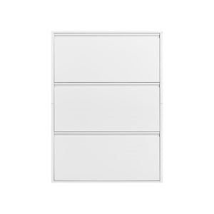 English Elm Metal Wall Mounted Shoe Cabinet Slim Flip Down Storage Rack for Entryway Hallway White T3625P538040