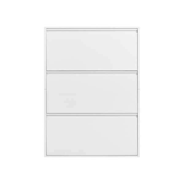 English Elm Metal Wall Mounted Shoe Cabinet Slim Flip Down Storage Rack for Entryway Hallway White T3625P538040