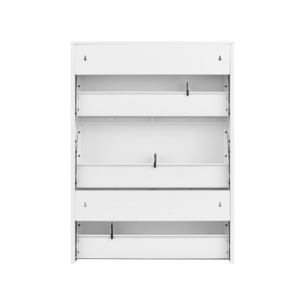 English Elm Metal Wall Mounted Shoe Cabinet Slim Flip Down Storage Rack for Entryway Hallway White T3625P538040