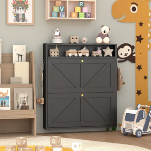 English Elm Metal Wall Mounted Shoe Cabinet Slim Steel Flip Door Entryway Organizer Rack Black T3625P538041