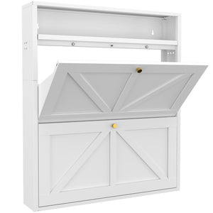 English Elm Metal Wall Mounted Shoe Cabinet Slim Steel Flip Door Entryway Organizer Rack White T3625P538042