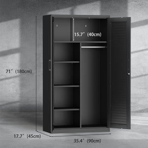 English Elm Metal Tall Utility Cabinet with Locking Doors Wheels and Hanging Rod for Garage Black T3625P538114