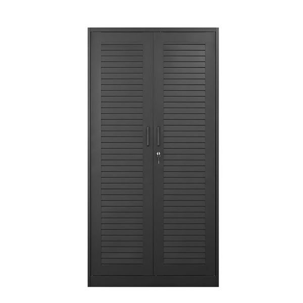English Elm Metal Tall Utility Cabinet with Locking Doors Wheels and Hanging Rod for Garage Black T3625P538114