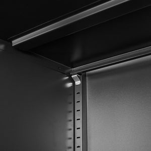 English Elm Metal Tall Utility Cabinet with Locking Doors Wheels and Hanging Rod for Garage Black T3625P538114