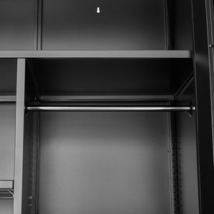 English Elm Metal Tall Utility Cabinet with Locking Doors Wheels and Hanging Rod for Garage Black T3625P538114