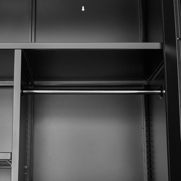 English Elm Metal Tall Utility Cabinet with Locking Doors Wheels and Hanging Rod for Garage Black T3625P538114