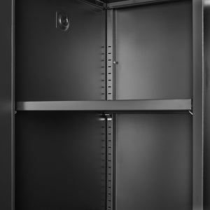 English Elm Metal Tall Utility Cabinet with Locking Doors Wheels and Hanging Rod for Garage Black T3625P538114