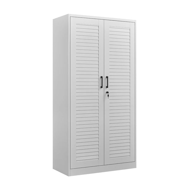 English Elm Metal Tall Utility Cabinet with Locking Doors Wheels and Hanging Rod for Garage White T3625P538115
