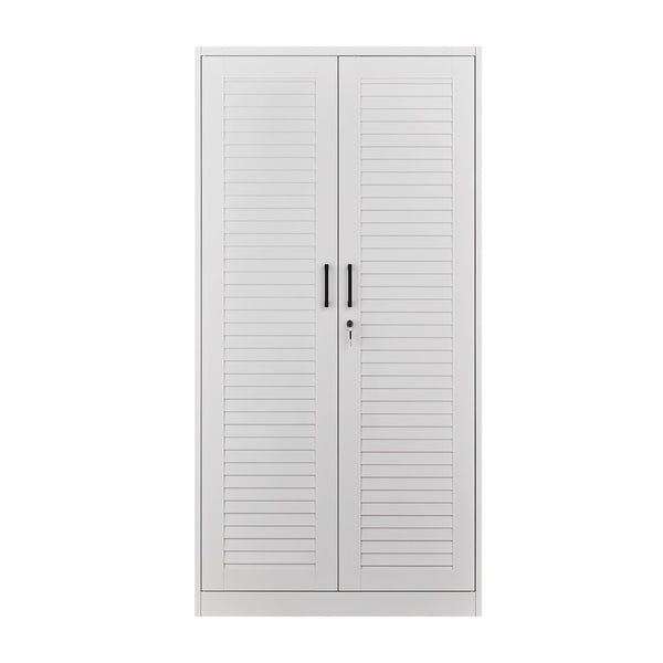 English Elm Metal Tall Utility Cabinet with Locking Doors Wheels and Hanging Rod for Garage White T3625P538115