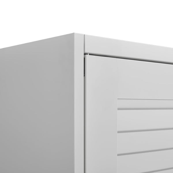English Elm Metal Tall Utility Cabinet with Locking Doors Wheels and Hanging Rod for Garage White T3625P538115