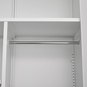 English Elm Metal Tall Utility Cabinet with Locking Doors Wheels and Hanging Rod for Garage White T3625P538115