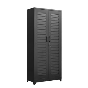 English Elm Metal Tall Utility Cabinet with Locking Doors Wheels and Hanging Rod for Garage T3625P538116