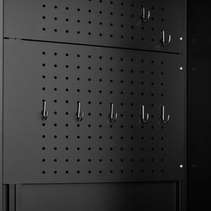 English Elm Metal Tall Utility Cabinet with Locking Doors Wheels and Hanging Rod for Garage T3625P538116