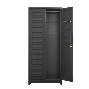 English Elm Metal Tall Utility Cabinet with Locking Doors Wheels and Hanging Rod for Garage T3625P538116