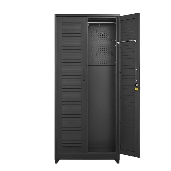 English Elm Metal Tall Utility Cabinet with Locking Doors Wheels and Hanging Rod for Garage T3625P538116