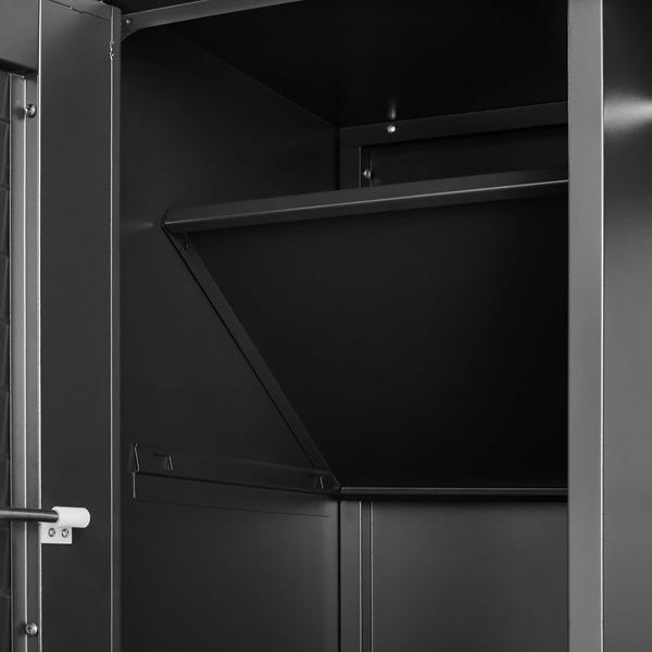 English Elm Metal Tall Utility Cabinet with Locking Doors Wheels and Hanging Rod for Garage T3625P538116