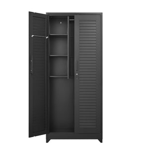 English Elm Metal Tall Utility Cabinet with Locking Doors Wheels and Hanging Rod for Garage T3625P538116